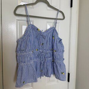 Blue striped lemon top